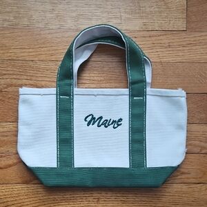 "Maine" Embroidered Green and White Tote Bag